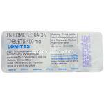 ロメフロキサシン（バレオンジェネリック） 400 mg 錠, Lomitas, (Intas Pharma)　包装